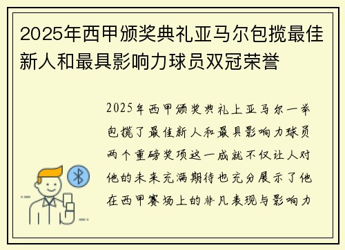 2025年西甲颁奖典礼亚马尔包揽最佳新人和最具影响力球员双冠荣誉